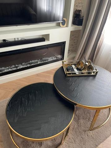 Mooie ronde salontafels Black Bone Edition (zwarte visgraat) beschikbaar voor biedingen
