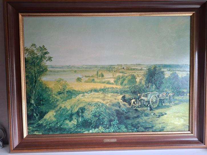 Schilderij met landschap en figuren, Antiek en Kunst, Kunst | Schilderijen | Klassiek, Ophalen