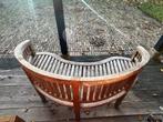 Half Ronde Hardhouten Tuinbank, Tuin en Terras, Ophalen, Gebruikt, Hout