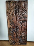 Paneel houtsnijwerk tafereel tropische ananas plukkers, Antiek en Kunst, Kunst | Beelden en Houtsnijwerken, Ophalen