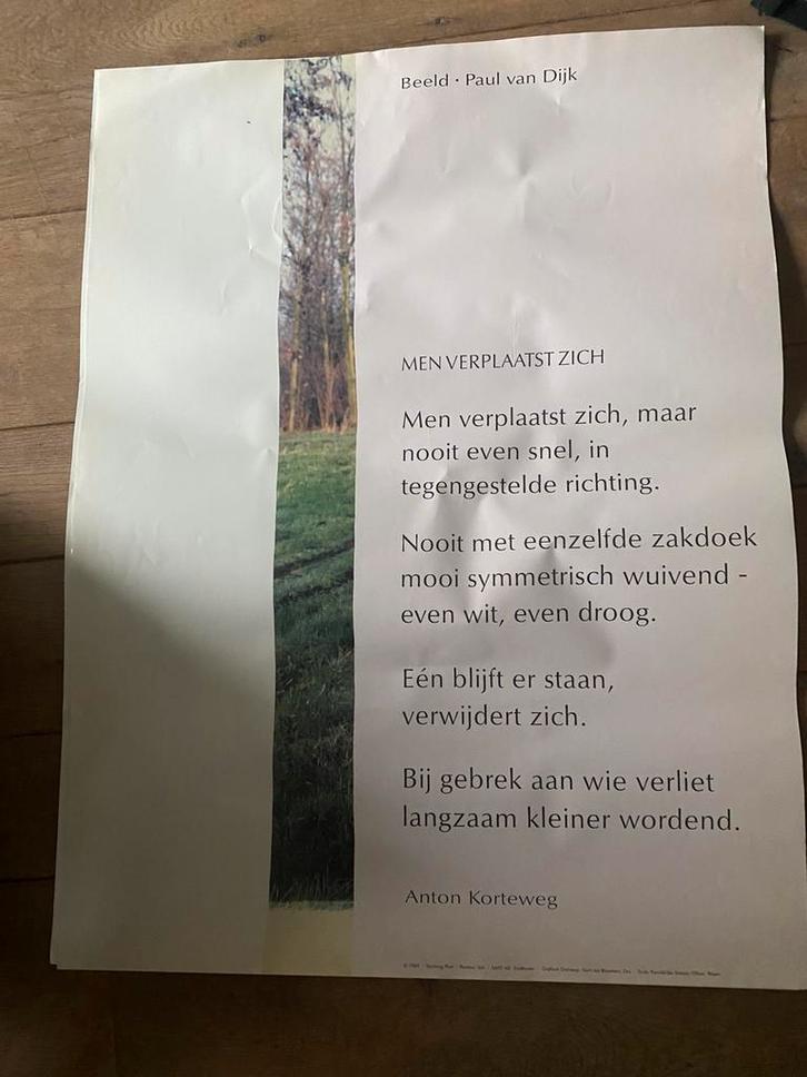 Poëzie poster poëzieposter Anton Korteweg, Verzamelen, Posters, Gebruikt, Overige onderwerpen, A1 t/m A3, Rechthoekig Staand, Ophalen of Verzenden