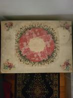 Vintage sidetable with rose pattern, Gebruikt, Minder dan 50 cm, Ophalen of Verzenden, Overige houtsoorten