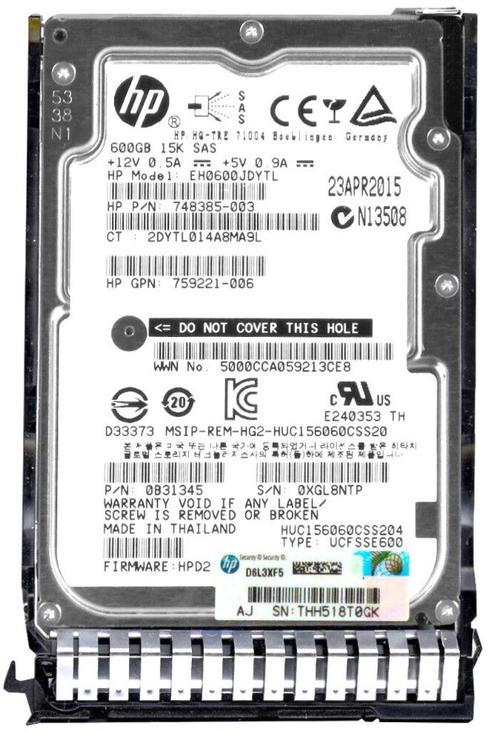 HP 600Gb 15k rpm SAS 2.5 - Refurbished, Computers en Software, Harde schijven, Gebruikt, Desktop, SAS, Verzenden