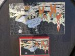 Kuifje Houten puzzel Mannen op de maan ca 1950, Verzamelen, Ophalen of Verzenden, Kuifje, Gebruikt, Beeldje of Figuurtje