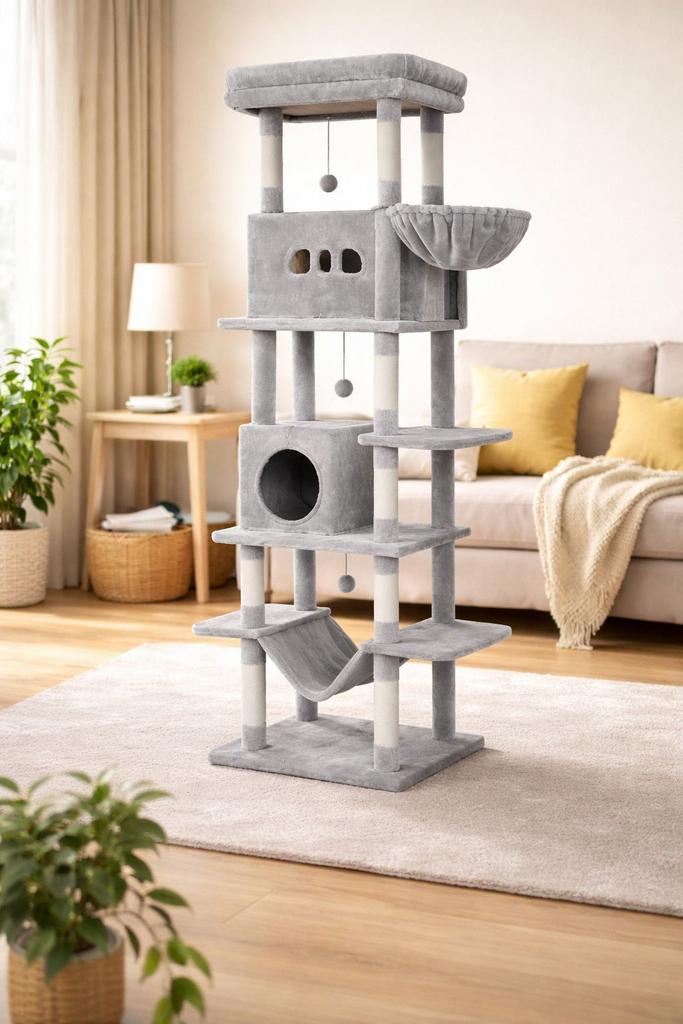 KRABPAAL XXL NIEUW 210CM GRIJS, Dieren en Toebehoren, Ophalen of Verzenden, Nieuw, Krabpaal