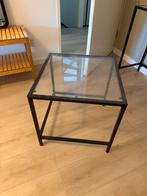 IKEA Glazen Bijzettafel Zwart Staal, Huis en Inrichting, Ophalen, Vierkant, Minder dan 50 cm, Glas