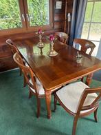Massief kersenhouten eettafel 6 pers., Ophalen, Gebruikt, 50 tot 100 cm, Vijf personen of meer
