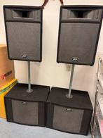 Complete Peavey Geluidsset – 2x Pro-15 + 2x Pro-Sub, Muziek en Instrumenten, Versterkers | Keyboard, Monitor en PA, Ophalen, Zo goed als nieuw