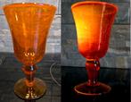 Oranje kelk glas, bubbelglas cadnium, Ophalen of Verzenden
