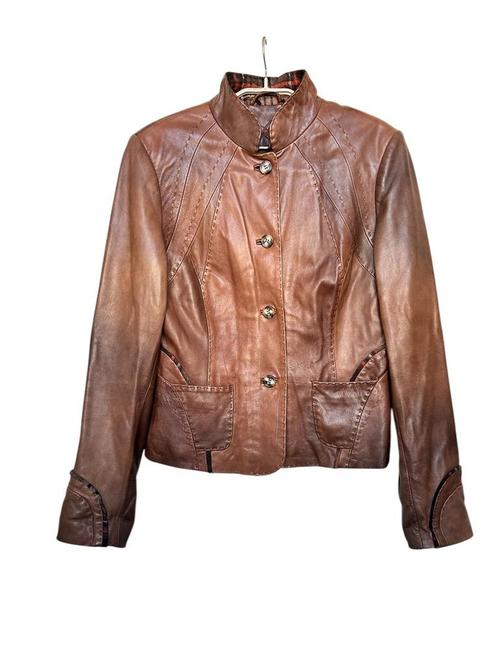Arma Collection Jas Maat 38 Bruin Leer Ruit Details, Kleding | Dames, Jassen | Zomer, Zo goed als nieuw, Maat 38/40 (M), Bruin