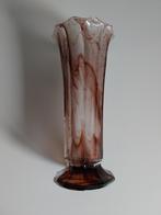 Bruine artdeco (oralit) glazen vaas., Antiek en Kunst, Antiek | Glas en Kristal, Ophalen