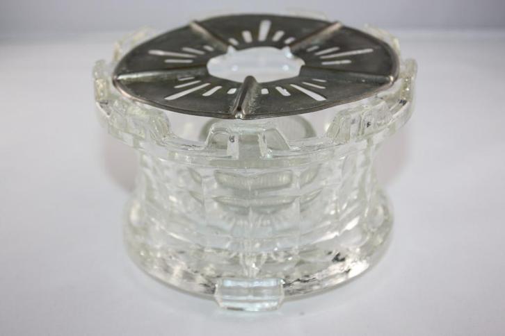 Oud glazen theelichtje met waxinelichtje houder, Antiek en Kunst, Antiek | Servies los, Ophalen of Verzenden