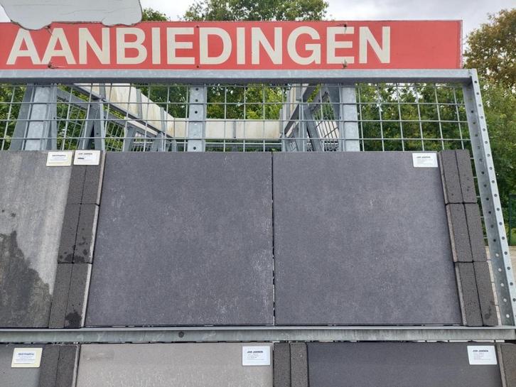 Opheffingsuitverkoop: Betontegels 60x60x4 grijs/zwart, Tuin en Terras, Tegels en Klinkers, Nieuw, Terrastegels, Beton, 10 m² of meer