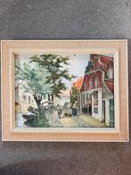 Schilderij straatje met bomen, Antiek en Kunst, Ophalen of Verzenden
