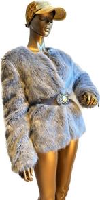 Langharige faux fur grijze jas  hippie boho bohème L, Kleding | Dames, Jassen | Winter, Ophalen of Verzenden, Zo goed als nieuw
