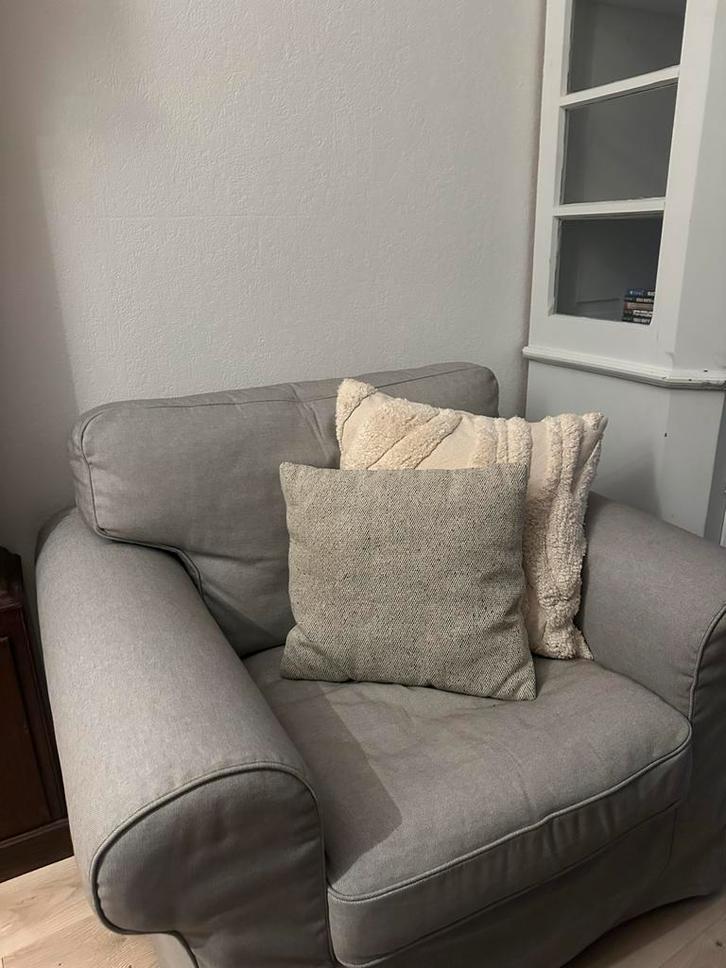 IKEA Ektorp Fauteuil - Tallmyra Wit/Zwart, Huis en Inrichting, Fauteuils, Gebruikt, Stof, 75 tot 100 cm, Ophalen