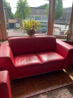 Bankstel(len) van rood leer, Ophalen, Gebruikt, 150 tot 200 cm, Leer