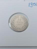 25 cent 1901 Wilhelmina zilveren muntje, Postzegels en Munten, Munten | Nederland, Ophalen of Verzenden, Koningin Wilhelmina, 25 cent