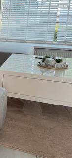 Hoogglans wit salontafel met lade 100/100, Huis en Inrichting, Tafels | Salontafels, Ophalen, 50 tot 100 cm, Vierkant, Zo goed als nieuw