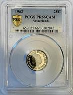 25 Cent 1962 Juliana PROOF / PCGS PR66CAM / RRR., Ophalen of Verzenden, Koningin Juliana, 25 cent, Losse munt