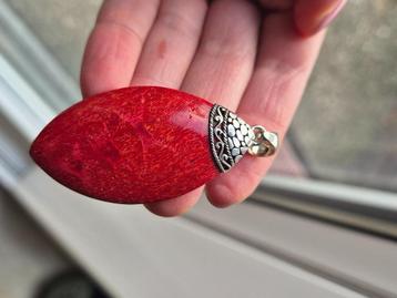 kettinghanger boho style met rode koraalsteen – 925 zilver beschikbaar voor biedingen