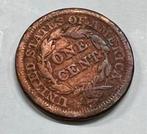 Grote cent-penny uit 1844, 44 over 81 koperen munt antiek, Postzegels en Munten, Munten | Amerika, Ophalen of Verzenden, Noord-Amerika