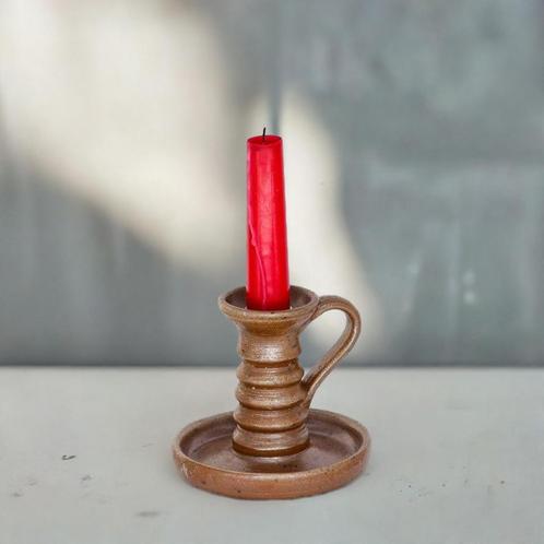 Vintage Aardewerk Kandelaar – Handgemaakt Keramiek, Huis en Inrichting, Woonaccessoires | Kandelaars en Kaarsen, Gebruikt, Kaars