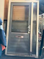 Complete hardhout deur met kozijn en zijlicht 224 x 127, Deurkozijn, Zo goed als nieuw, 150 tot 225 cm, Hout