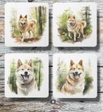 Noorse Buhund Aquarel onderzetters met houder, Ophalen of Verzenden, Nieuw, Glas of Kopje