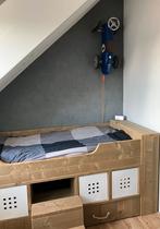 Steigerhouten halfhoogslaper met boekenkast en opbergruimte, Kinderen en Baby's, Kinderkamer | Bedden, Ophalen, 85 tot 100 cm