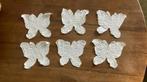 Onderzetter vlinder geborduurd vintage wit katoen 6 stuks, Ophalen of Verzenden