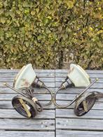 Vintage - Wandlamp - 2 Stuks - Opaline kap - Bloemmotief, Ophalen of Verzenden, Gebruikt, Glas, VINTAGE