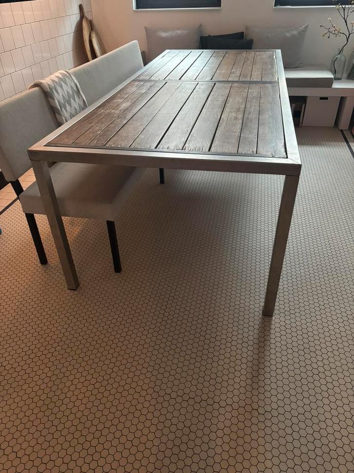 Eettafel, Huis en Inrichting, Tafels | Eettafels, Zo goed als nieuw, 100 tot 150 cm, 200 cm of meer, Vijf personen of meer, Rechthoekig