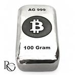 Bitcoin 100g zilverbaar Collectors Edition 999 Silver, Ophalen of Verzenden, Zilver