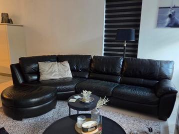 Natuzzi zwart leren bank