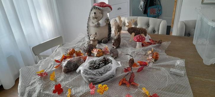 Zgan Herfst beeldjes decoratie compleet, Verzamelen, Beelden en Beeldjes, Zo goed als nieuw, Dier, Ophalen of Verzenden