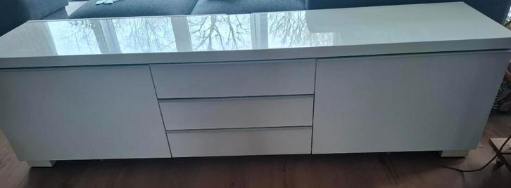 Ikea Besta Burs tv-meubel hoogglans wit, Huis en Inrichting, Kasten | Televisiemeubels, Gebruikt, Minder dan 100 cm, 150 tot 200 cm