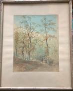 Lanschap, tekening, Drenthe, bos, Larij, Lary, hond, figuur, Antiek en Kunst, Kunst | Schilderijen | Klassiek, Ophalen of Verzenden