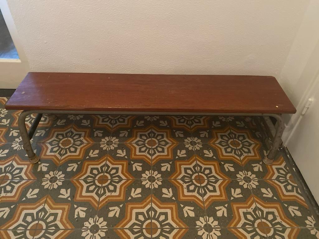 Jaren 60 Houten schoolbankje, Antiek en Kunst, Antiek | Meubels | Stoelen en Banken, Ophalen