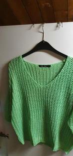 ZE-ZE NEON GROENE GROF GEBREIDE V-HALS TRUI MAAT M, Kleding | Dames, Truien en Vesten, Maat 38/40 (M), Ophalen of Verzenden, Groen