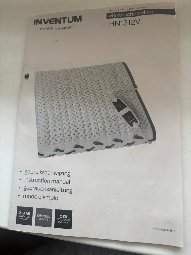 Inventum Elektrische Deken HN1312V, Eenpersoons, Wit, Ophalen of Verzenden, Deken of Dekbed