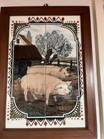 Antiek Tegeltableau met Varkens, Antiek en Kunst, Ophalen of Verzenden