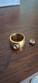 Melano stalen ring maat 55 met 2 verschillende steentjes, Sieraden, Tassen en Uiterlijk, Ringen, Met kristal, Gebruikt, IJzer of Staal