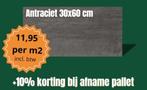 Tegels antraciet 30x60 cm, 60 cm of meer, Keramiek, Nieuw, Ophalen of Verzenden