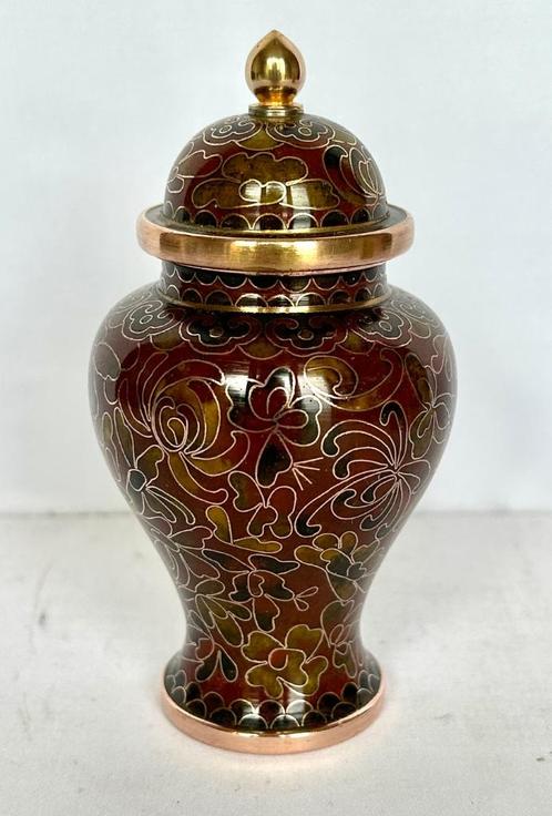 chinees emaille cloisonné gember pot - vaasje emaille koper, Antiek en Kunst, Antiek | Emaille, Ophalen of Verzenden