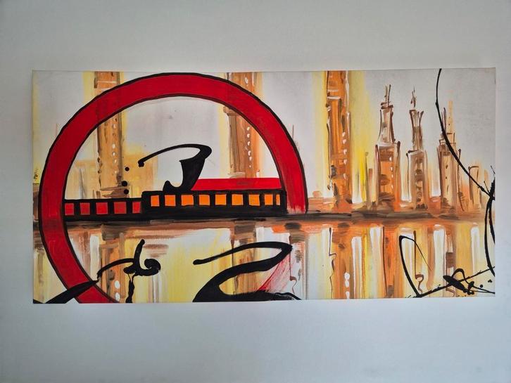 Moderne abstracte schilderij, Antiek en Kunst, Kunst | Schilderijen | Abstract, Ophalen