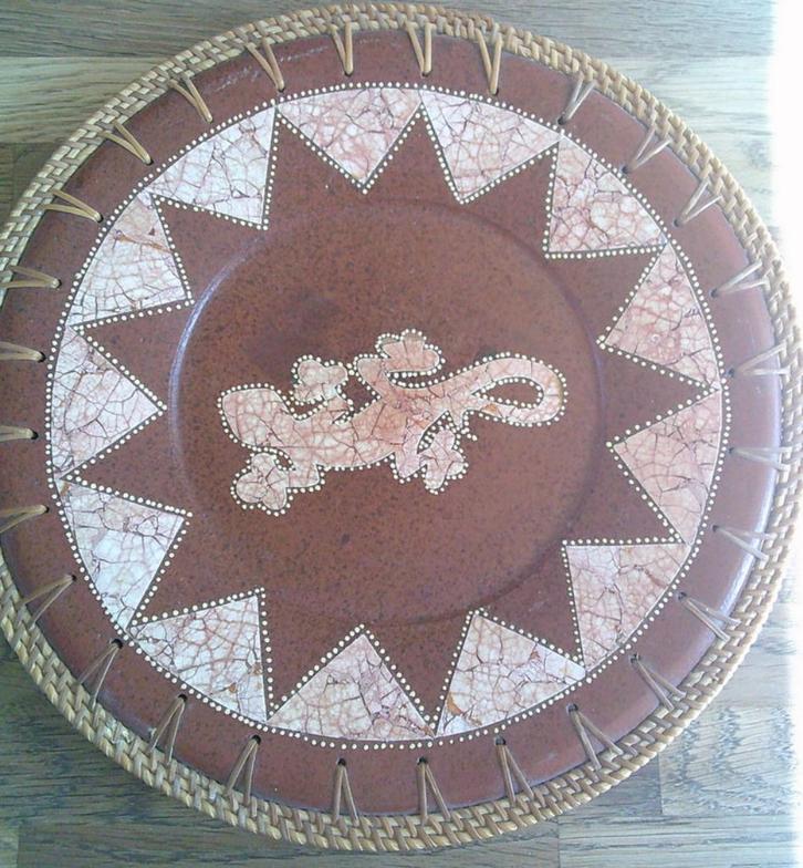 Vintage decoratief aardewerk bord salamander, Antiek en Kunst, Curiosa en Brocante, Ophalen of Verzenden