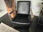 Fauteuil zwartleer, Huis en Inrichting, Fauteuils, Ophalen, Zo goed als nieuw, 75 tot 100 cm, 50 tot 75 cm