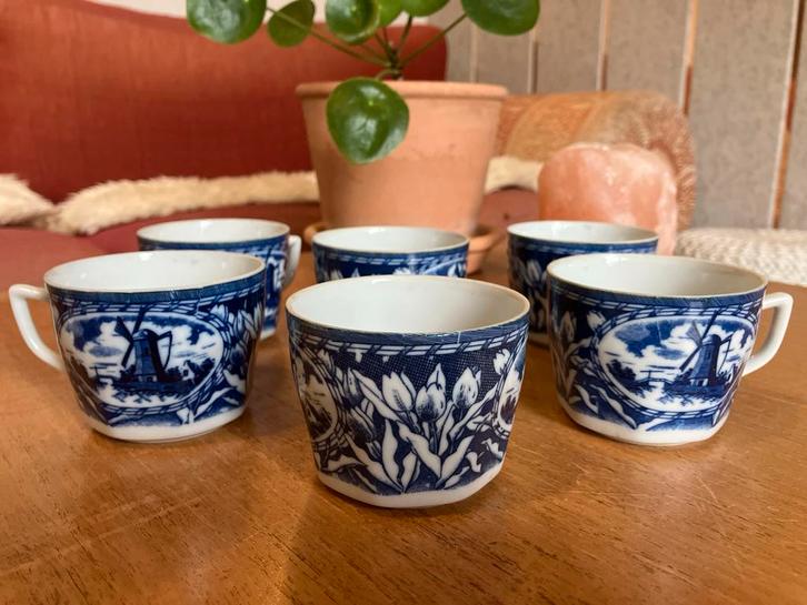 Delfts Blauwe Kopjes - Set van 6, Antiek en Kunst, Antiek | Keramiek en Aardewerk, Ophalen of Verzenden