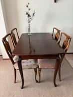 Noten houten eettafel(uitschuifbaar) met 4 eetkamerstoelen, Huis en Inrichting, Complete eetkamers, Ophalen, Gebruikt, Antiek